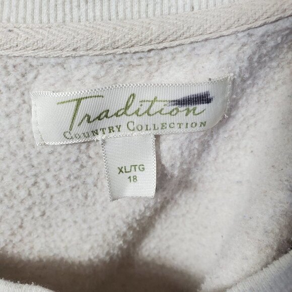 TRADITION Leafy Embroidered Ivory Crew Neck Pullover … - Picture 3 of 8
